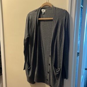 Gray Open-Front Cardigan Sweater